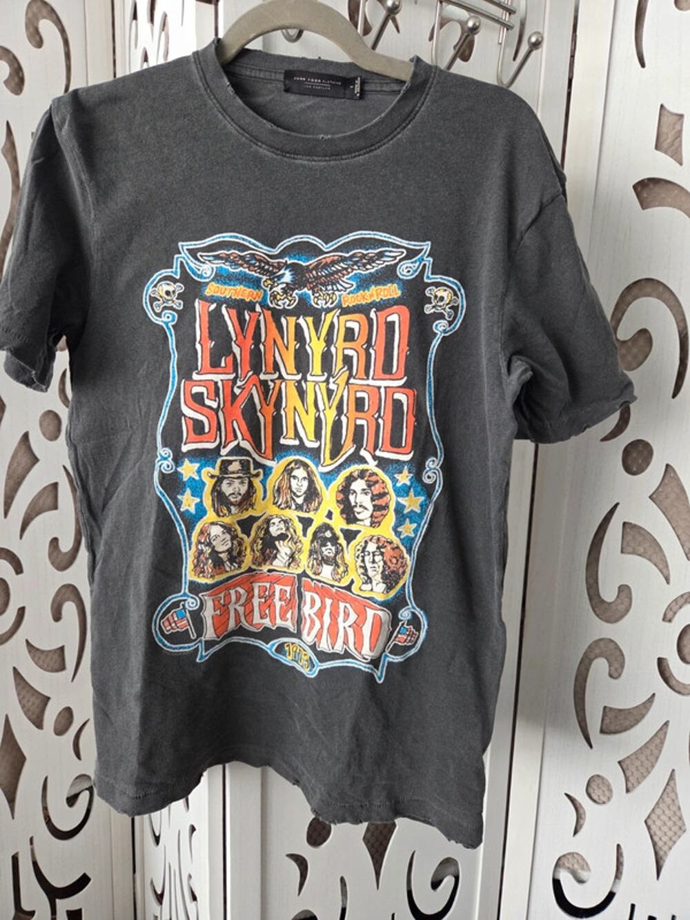 Lynyrd Skynyrd Free Bird Tee Small Junk Food Rock Band Graphic Shirt Gray